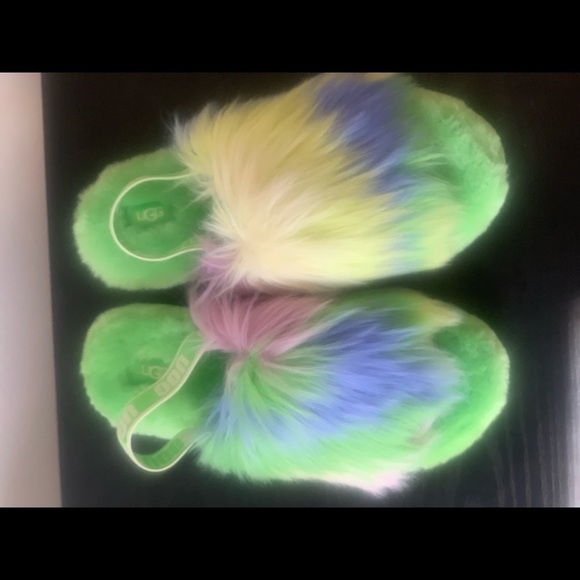 NEW UGG GIRLS FLUFF YEAH APPLE TIE DYE SLIDE SANDALS KIDS. # slides slippers - Picture 5 of 8
